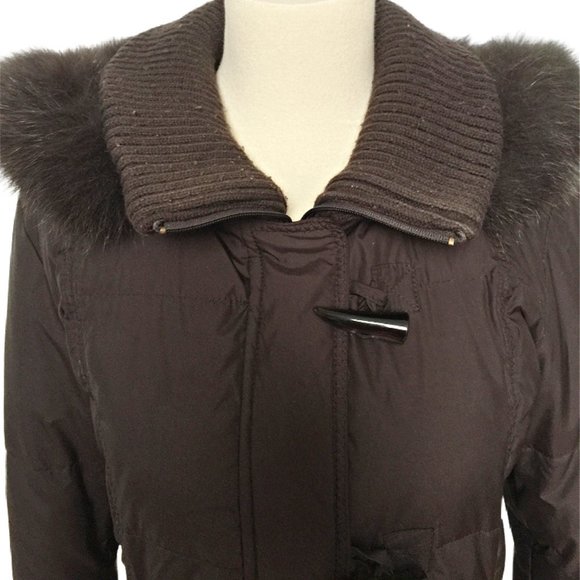 FINAL -Ellen Tracy Down Mid Length Coat w/Fox Fur S - Picture 3 of 5